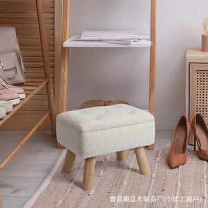 Fabric <b>stools</b>, small benches, household adult sofa <b>stools</b>, living room and <b>bedroom</b> trendy solid wood low <b>stools</b> and chairs, - Product Image 2