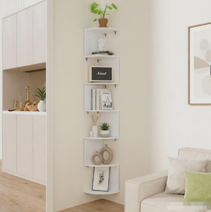 Estante Esquinero Triangular Simple de Madera y Plástico Multicapa para Almacenamiento del Hogar, Organizador de Artículos Diversos - Product Image 2