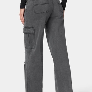 Jeans Cargo de Cintura Baja con Bolsillos Laterales, Estilo Nuevo, de Algodón, Desgastados, para Mujer - Product Image 2