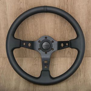 <span class=keywords><strong>Volant</strong></span> de course universel en cuir et aluminium de 14 pouces (355 mm) pour voiture, <span class=keywords><strong>volant</strong></span> sport de <span class=keywords><strong>drift</strong></span> profond avec logo - Product Image 1