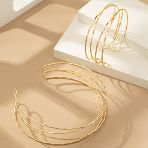 Gold & <b>Silver</b> Plated Minimalist Twist Design Adjustable Open <b>Choker</b> and Arm Cuff Set - Product Image 2