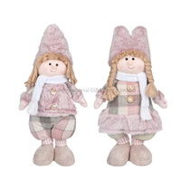 Nouvelle poupée de Noël en peluche rose très vendue avec écharpe et bonnet tricotés, accessoires, décorations, cadeaux de Noël pour enfants