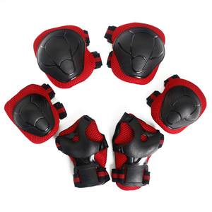 Conjunto de equipo de protección para niños, almohadillas para rodillas, codos y muñecas, color rojo, transpirable, para monopatín, patinete, bicicleta, bicicleta de equilibrio, 6 piezas - Product Image 1