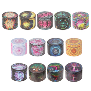 50mm Metal Zinc Alloy Herb Grinder Hot Selling 4-Layer Flat Free Type Frosted <b>Technics</b> Customizable Logo Tobacco Grinding - Product Image 3