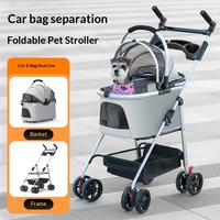 Abnehmbarer Aluminium-Rahmen Haustier-Kinderwagen Konvertierbarer Hunde- und Katzenträger 180° Verstellbarer Tragegriff Reisewagen