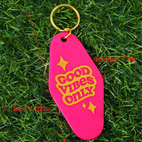 Gantungan Kunci Motel Personalisasi Warna Pink Panas Good Vibes/Mega Babe, Gantungan Kunci Barat, Aksesoris Gantungan Kunci