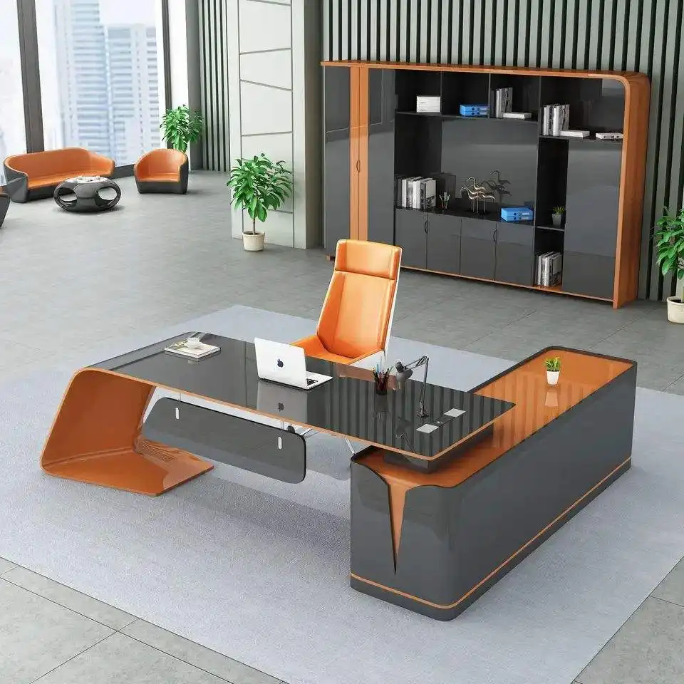 Moderne Luxe Werk Executive Bureau Set Ceo Kantoortafel Met Stoelen Design Baas Ceo Kantoormeubilair Executive