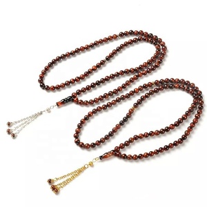 Piedra Natural Ojo de Tigre rojo 8mm mano leer 99 cuentas de oración musulmanas pulsera DIY borla cuenta mango cadena PB -- 009 - Product Image 4