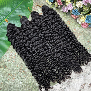 Extensions <span class=keywords><strong>de</strong></span> <span class=keywords><strong>cheveux</strong></span> humains 100% naturels bruts, pré-séparées, sans nœuds, pour tressage, avec ondulations profondes, effet plume et ligne plume, type Water Wave - Product Image 2