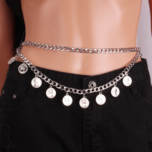 จี้เหรียญรูปภาพสไตล์เรโทร สร้อยคอเงินแท้แบบทิเบต สร้อยคาดเอวหลายชั้นสำหรับผู้หญิง สวมใส่ได้ทุกวัน - Product Image 1