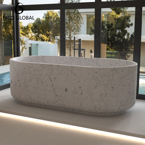 Bañera Independiente de Mármol Blanco Carrara de Diseño Moderno y Lujo, Precio de Fábrica OEM BT-130A-CARA - Product Image 4