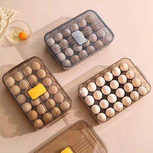 Boîte de rangement transparente pour œufs avec couvercle, plateau à œufs multicouche pour réfrigérateur, organisateur de conservation des aliments frais pour réfrigérateur - Product Image 4