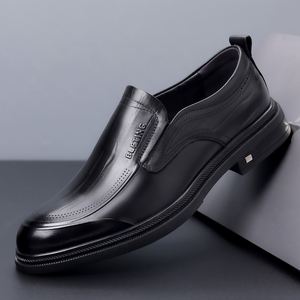 Chaussures en cuir pour hommes printemps 2026, style britannique, décontractées et habillées pour le travail, noires, à enfiler, en cuir véritable - Product Image 3