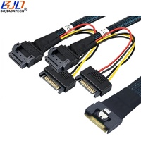 Cable de Extensión de Datos para Servidor, Diseño Delgado y Anti-Deslizamiento, SFF-8654 8i 74PIN a 2 * GEN-Z 1C 56PIN, 50CM 80CM con Alimentación SATA 15PIN