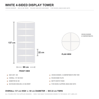 Rak Sepatu Modern Putih Berputar Dapat Dilepas, Kabinet Display Lantai Berdiri Multilayer untuk Pusat Perbelanjaan & Showroom