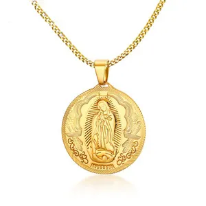 Thoải Mái Thiết Kế Mới 18K Vàng Thép Không Gỉ Virgin Mary Pendant