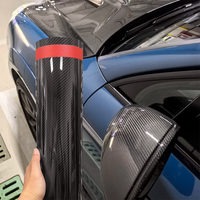Film de protection PPF noir brillant en fibre de carbone pour voiture, installation à sec, anti-rayures, sans bulles d'air, finition mate/brillante, effet carbone forgé noir