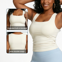 Débardeur de yoga long et léger, respirant, sans coutures, rembourré, avec logo personnalisé OEM, soutien-gorge de sport à taille froncée