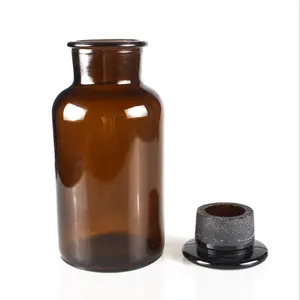 Botellas de Boticario de boca ancha, difusor de reactivo de vidrio ámbar para laboratorio y <span class=keywords><strong>farmacia</strong></span>, 30ml, 60ml, 125ml, 250ml, 500ml - Product Image 1