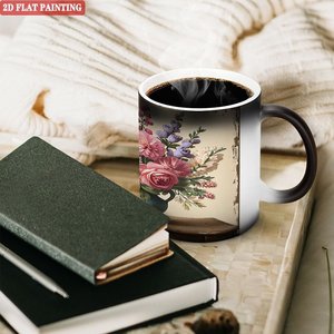 Mug en céramique 11oz noir givré, impression photo sensible à la chaleur, tasse cadeau - Product Image 3