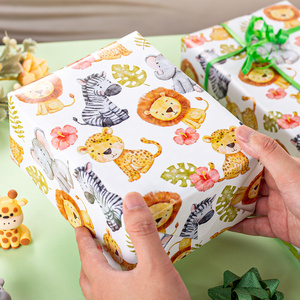 Avocado Green Baby Shower Wrapping <b>Paper</b> Reversible Cute Personalized Safari Animal Polka Dot Newborn - Product Image 2