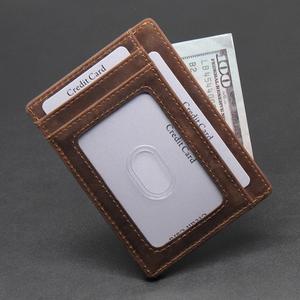 Ví Đựng Thẻ Tín Dụng Mỏng Bằng Da Thật Crazy Horse Thiết Kế Ví Bỏ Túi Đựng Thẻ Id Chặn Rfid - Product Image 4