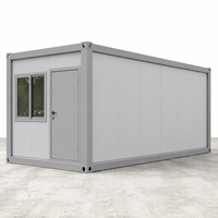 Casa Container Prefabbricata Grigio Chiaro con Struttura in Acciaio Moderna, Unità Singola, per Ufficio in Cantiere, Guardia, Scuola e Hotel