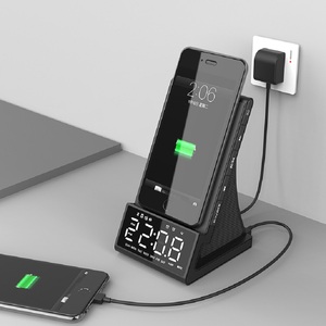 <span class=keywords><strong>Radio</strong></span> FM <span class=keywords><strong>Chargeur</strong></span> sans fil rechargeable par USB 3 en 1 Charge rapide Haut-parleur BT Affichage numérique <span class=keywords><strong>Réveil</strong></span> Socle de charge - Product Image 4