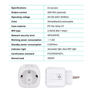 Prise intelligente <span class=keywords><strong>Tasmota</strong></span> EU FY21 16A avec surveillance de la consommation d'énergie, micrologiciel personnalisé ESP32-C3, ABS pour projet de maison intelligente - Product Image 5