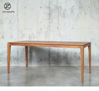 Table à manger en bois massif sans jointure, pieds coniques en noyer, grande table de réunion incurvée organique