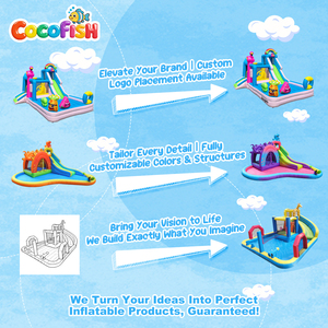 Château gonflable tropical à thème flamant rose Cocofish en gros avec toboggan aquatique et maison <span class=keywords><strong>de</strong></span> saut gonflable pour enfants avec souffleur - Product Image 5