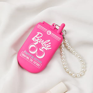 Espejo de maquillaje MINISO <span class=keywords><strong>Barbie</strong></span> Sunlight Shining para teléfono móvil, espejo de maquillaje de mano portátil plegable con cadenas de perlas - Product Image 4