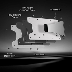 Portefeuille pour cartes avec blocage RFID, porte-cartes fin en métal avec pince à billets en acier inoxydable - Product Image 6