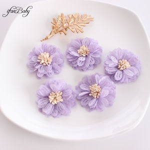 Diadema de moda con flores de tela Floral de gasa Artificial sólida de 4,5 CM, accesorios con <span class=keywords><strong>estambre</strong></span> para ropa y diademas - Product Image 3