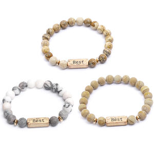 Bracelets G942, 66 styles, bijoux, <span class=keywords><strong>mon</strong></span> ami, amour, foi, bénédiction, <span class=keywords><strong>bracelet</strong></span> extensible en métal gravé, message, perle de pierre naturelle - Product Image 1