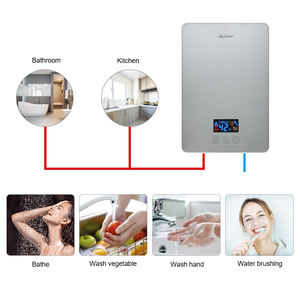 High-Power 3-6KW Silver Electric Water <b>Heater</b> Intelligent Constant Temperature System Stainless Steel Plastic Household English - Product Image 5