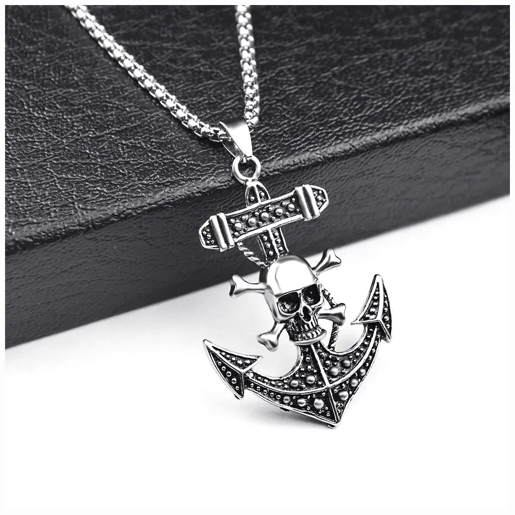 New Fashion Necklace Charm Pirate Ship Bullet Jesus Dragon Personality Men's Necklace Stainless Steel Trend Jewelry