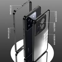 Casing Xiaomi 14 15 Pro, sarung HP Ultra Magnet Aluminium anti syok, pelindung kamera belakang transparan