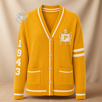 Mibwell Apparels – Cardigan décontracté pour femme, 100 % acrylique, tricoté plat, écologique, design personnalisé, contrastant jaune, or et blanc uni