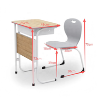 Nouveau design populaire mobilier scolaire chaise de bureau pour étudiant unique table et chaises de classe ensembles scolaires