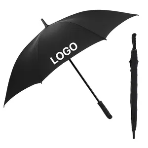 Tốt nhất chất lượng cao ô nhà máy bán buôn 27 inch lớn màu đen thẳng Golf ô tự động với logo in ấn guarda chuva