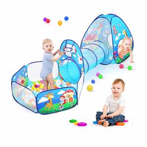 Maison de jeu pour enfants, intérieur/extérieur, jungle, 3 en 1, tente pour tout-petits avec fosse à balles et tunnel de jeu - Product Image 1