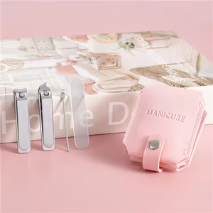 JM - Juego de Manicura de 4 Piezas, Color Rosa, Acero Inoxidable, Cortaúñas, Lima de Uñas, Portátil, con Logotipo Personalizable, Regalo para Niñas - Product Image 6