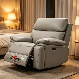 Sofá Seccional Extensible <span class=keywords><strong>de</strong></span> Cuero Genuino Moderno con Reclinación Eléctrica, Estructura <span class=keywords><strong>de</strong></span> Madera, Muebles para Sala <span class=keywords><strong>de</strong></span> Estar, Reposacabezas Eléctrico - Product Image 5