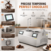 Nouvelle machine à tempérer le chocolat double avec distributeur automatique et table vibrante en acier inoxydable pour machine à chocolat en fontaine