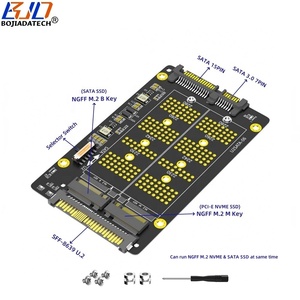 U.2 SFF-8639 + <span class=keywords><strong>SATA</strong></span> 3.0 22pin giao diện để NGFF M.2 Key-M NVMe key-b <span class=keywords><strong>SATA</strong></span> 2280 M2 SSD chuyển đổi bộ chuyển đổi thẻ - Product Image 1