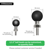Adaptateur à bille 1 pouce avec vis à filetage mâle M6X10mm pour Insta360, GoPro, DJI OSMO pour supports Ram