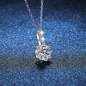 SD Fine Ladies Jewelry 925 <b>Silver</b> 3 Stones 1 Carat Moissanite Engagement Women Wedding <b>Real</b> Moissanite Pendant <b>Necklace</b> - Product Image 4