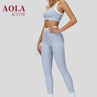 2026 AOLA Lichtgewicht Geruite Zachte Ademend Ecologisch Yogaset Hoge Taille Shorts & Sportbeha 2-delig Trainingspak