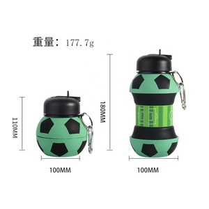 Botella de Agua Plegable y Portátil de Silicona con Diseño de Balón de Fútbol, 550 ml, Resistente al Calor, para Uso en Exteriores - Product Image 4